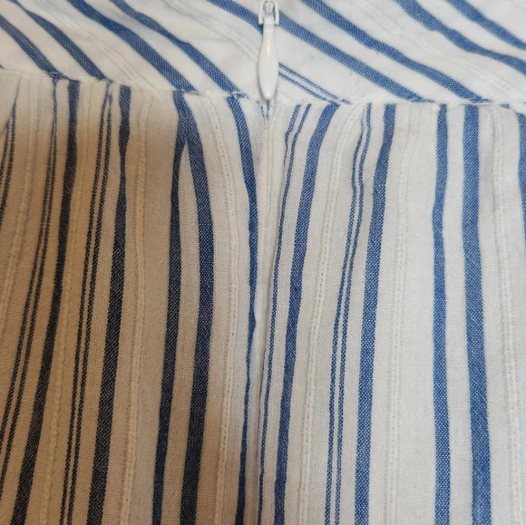Poetry Blue and White Striped 100% Cotton Midi Skirt Size US 18 - Picture 5 of 8
